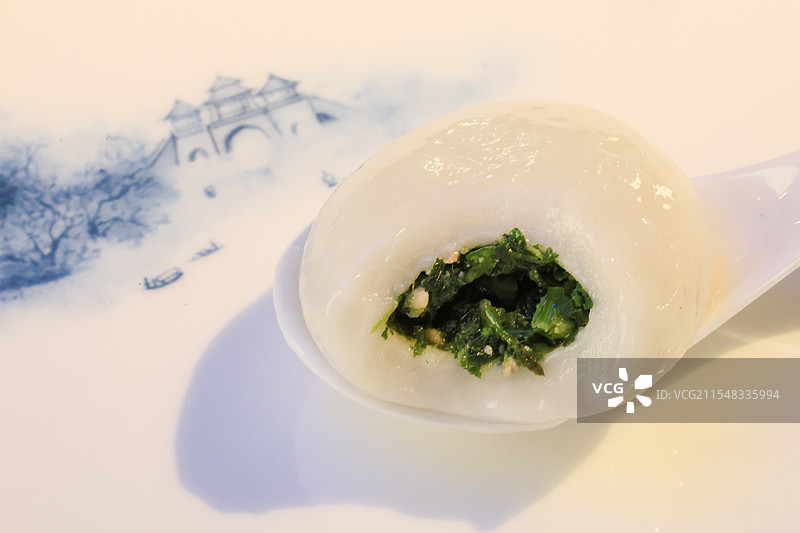 春天扬州时令点心荠菜汤圆文思豆腐羹组图图片素材