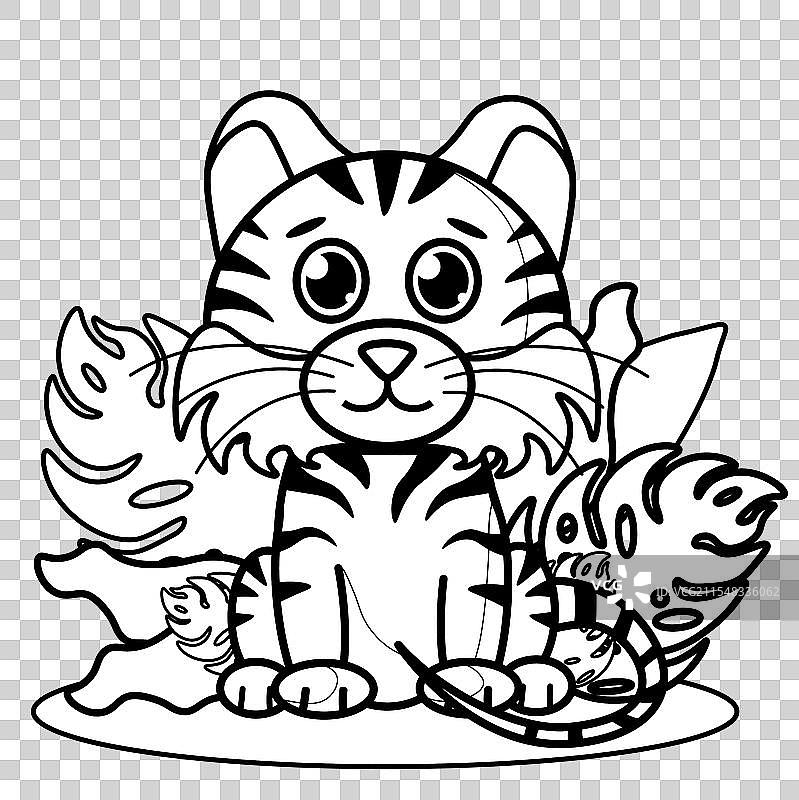 儿童和成人的美人鱼涂色页图片素材