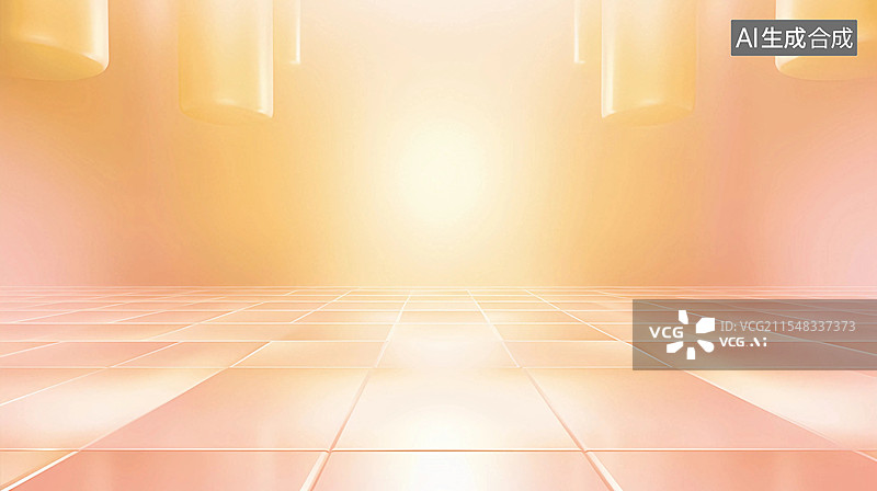 【AI数字艺术】粉色室内建筑空间橙色舞池商务科技背景图片素材