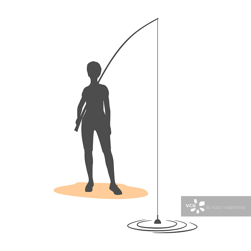 年轻的钓鱼女子在河岸上休息图片素材