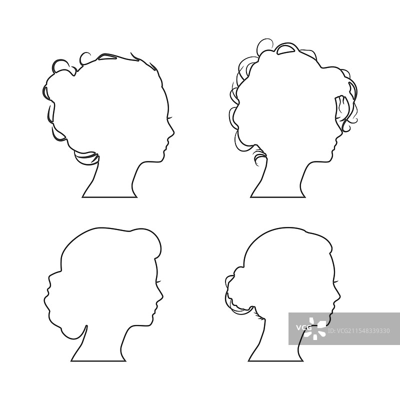 年轻女性侧脸图标轮廓图片素材