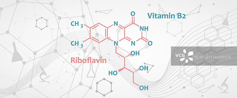核黄素的化学结构，也称为维生素B2图片素材