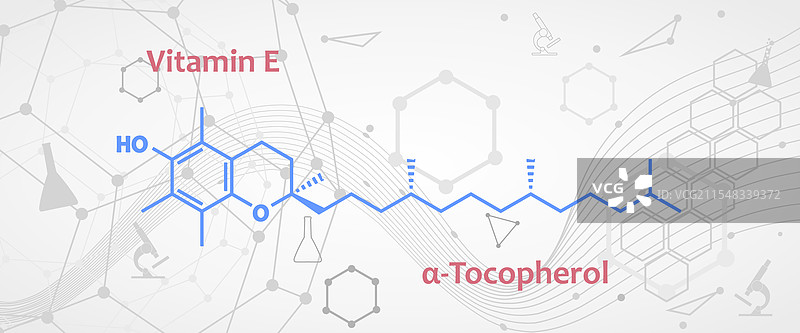 α-生育酚维生素E的化学式和图片素材
