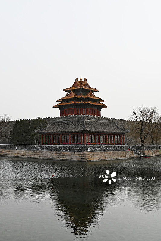 阴天的北京故宫角楼图片素材