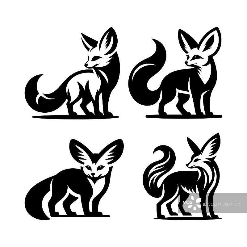 独特的沙狐轮廓适用于标志和海报图片素材