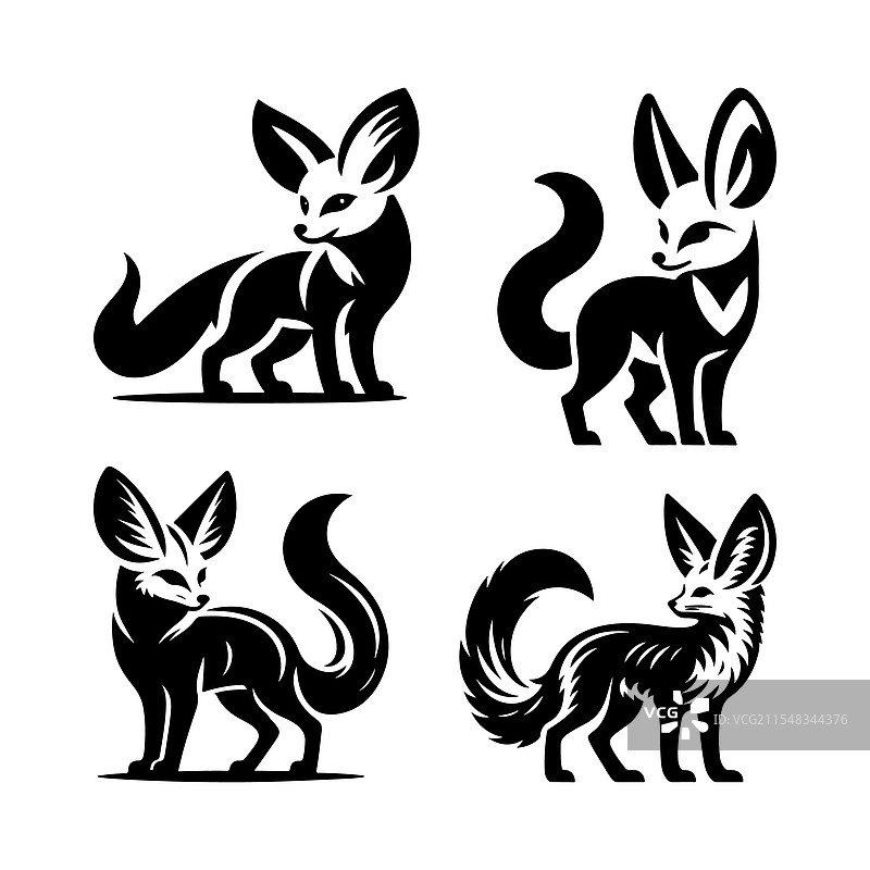 独特的沙狐轮廓适用于标志和海报图片素材