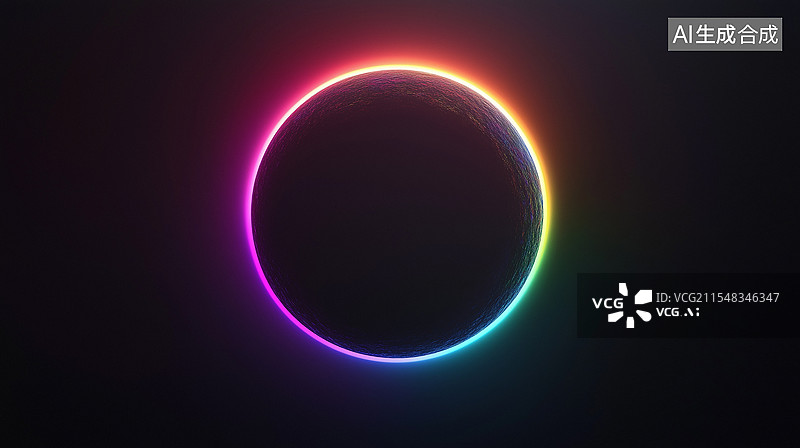 【AI数字艺术】彩色发光星球科技概念图片素材