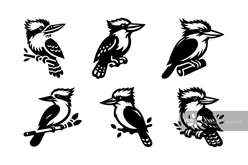 创意的笑翠鸟剪影，适合自然主题图片素材