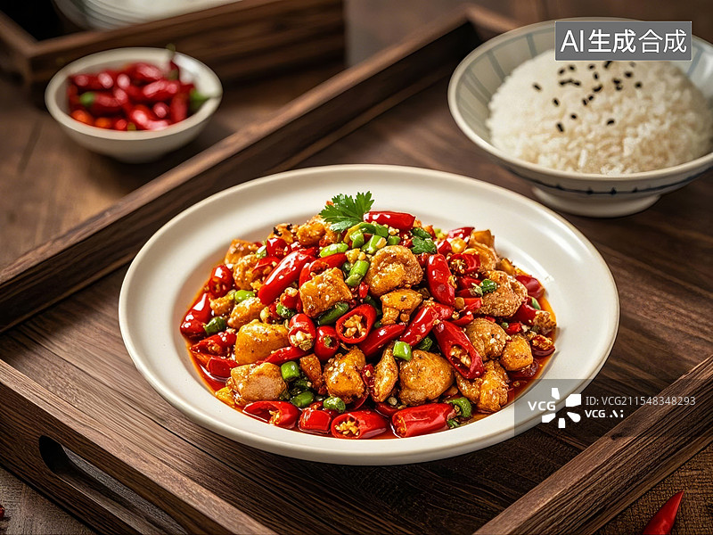 【AI数字艺术】中国特色美食辣子鸡图片素材