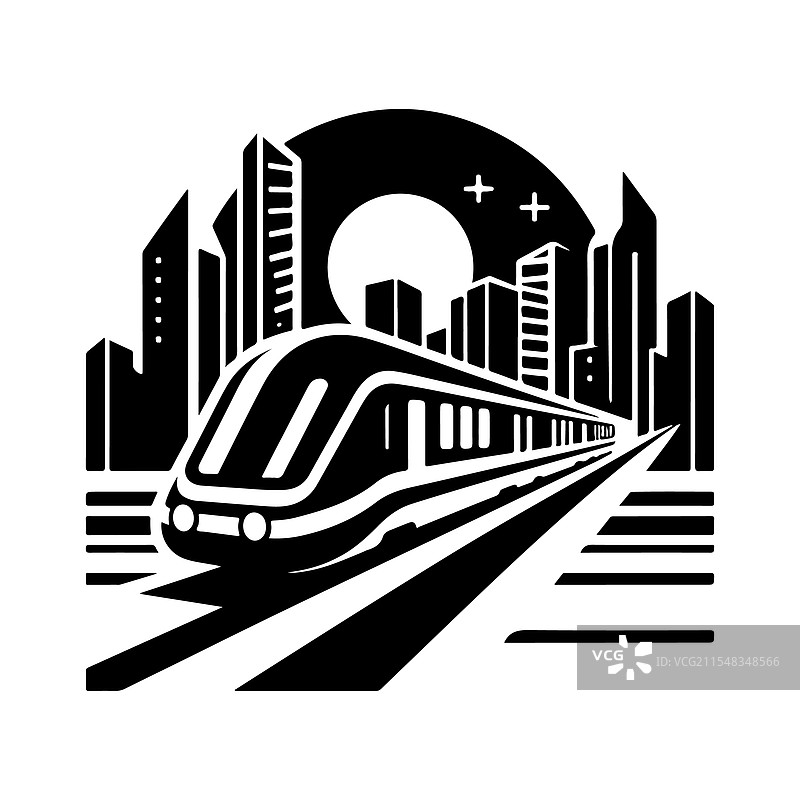 现代单轨列车轮廓，适合数字化使用图片素材