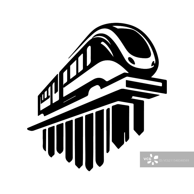 现代单轨列车轮廓，适合数字化使用图片素材