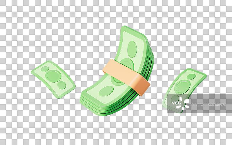 卡通现金钞票模型3D渲染图片素材