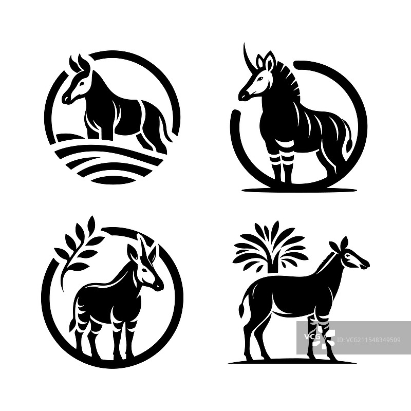 适合野生动物设计的 okapi 轮廓图片素材
