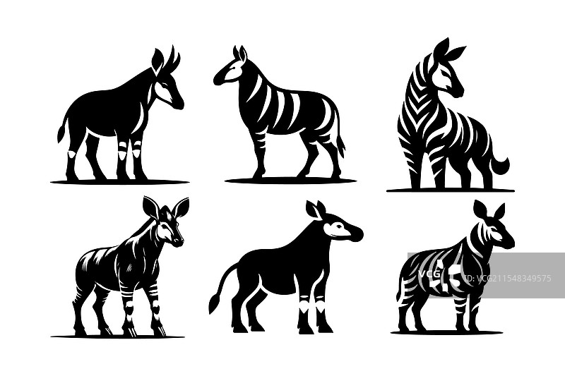 适合野生动物设计的 okapi 轮廓图片素材