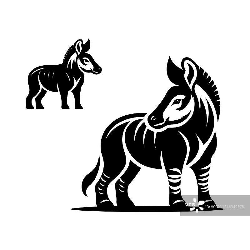 适合野生动物设计的 okapi 轮廓图片素材