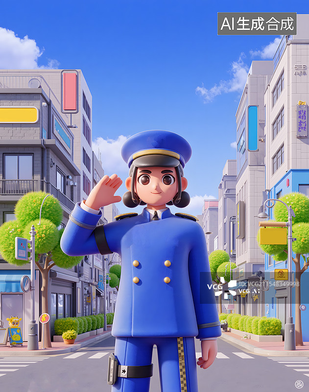 【AI数字艺术】敬礼的交警图片素材