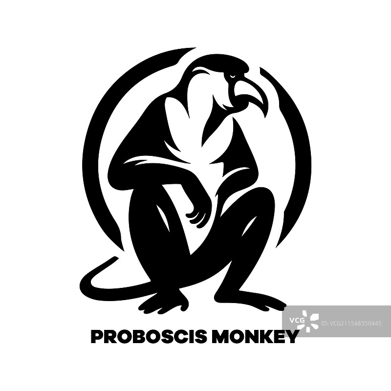 野生动物艺术的犀鼻猴剪影图片素材