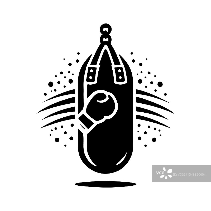 运动和健身的动态拳击袋轮廓图片素材