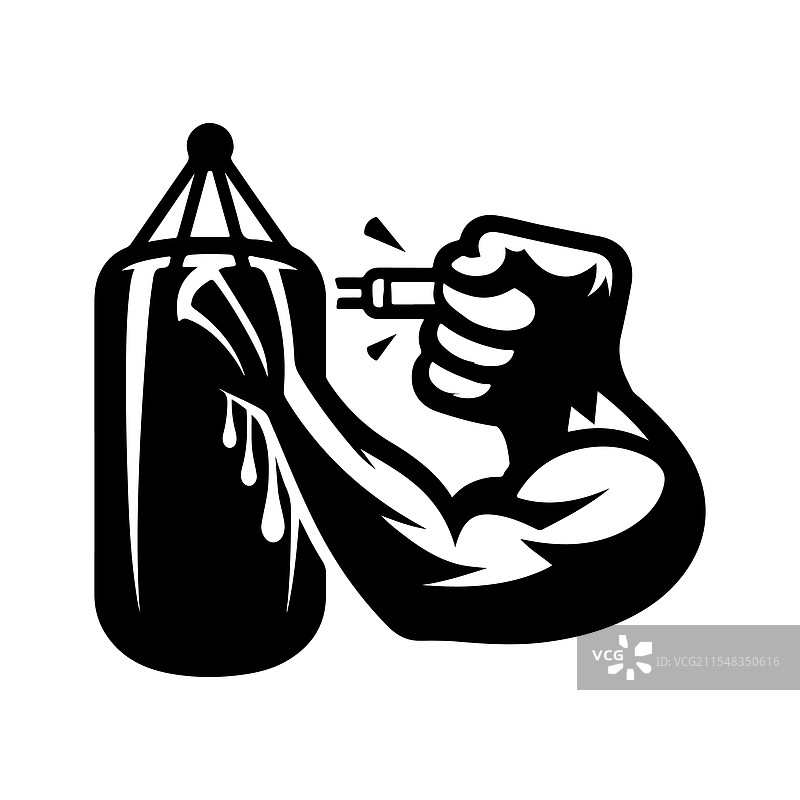 运动和健身的动态拳击袋轮廓图片素材