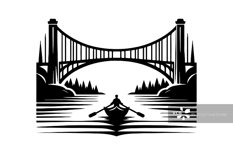 建筑标志用的直桥轮廓剪影图片素材