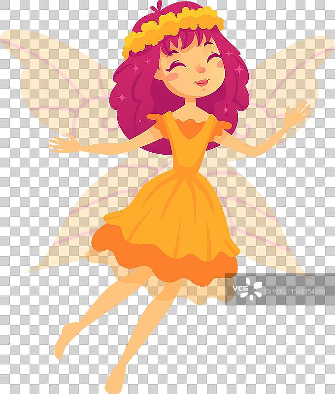 迷人的仙女轻盈优雅地滑行，拥有玫瑰色的头发。图片素材