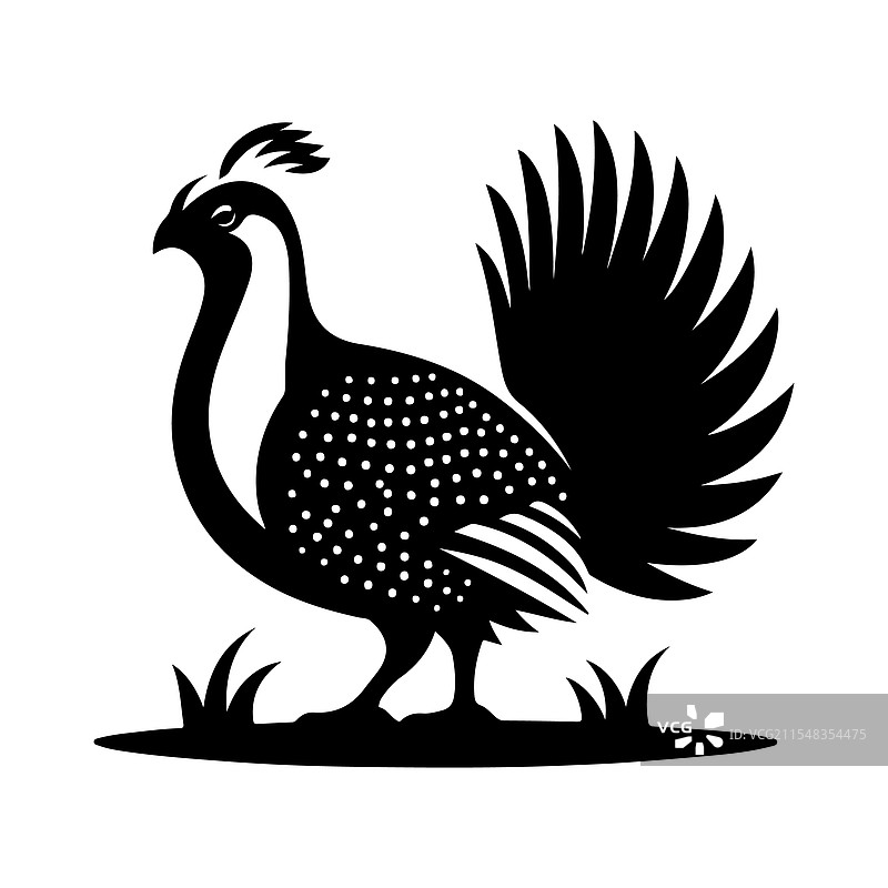 优雅的大草原雷鸟剪影，理想用于图片素材