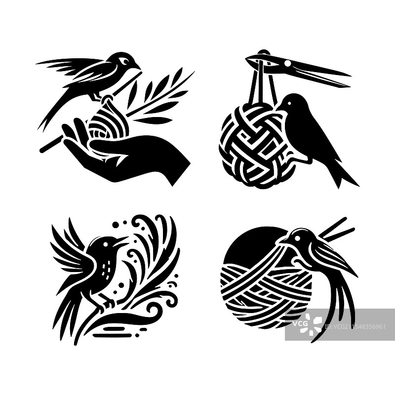 美丽的织布鸟剪影，适合海报和其他用途图片素材