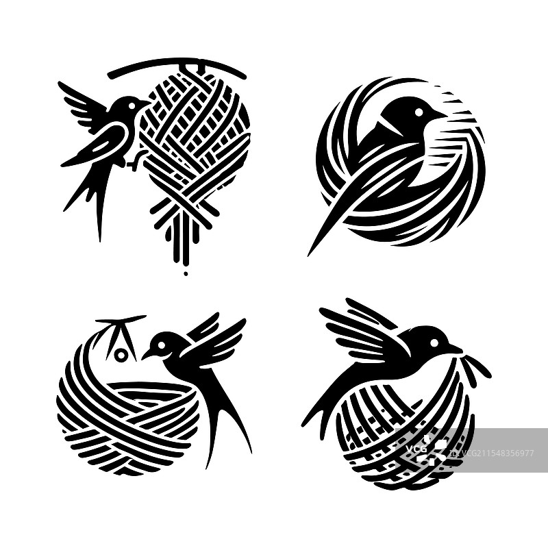 美丽的织布鸟剪影，适合海报和其他用途图片素材