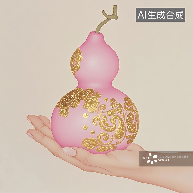 【AI数字艺术】手捧粉色葫芦图片素材