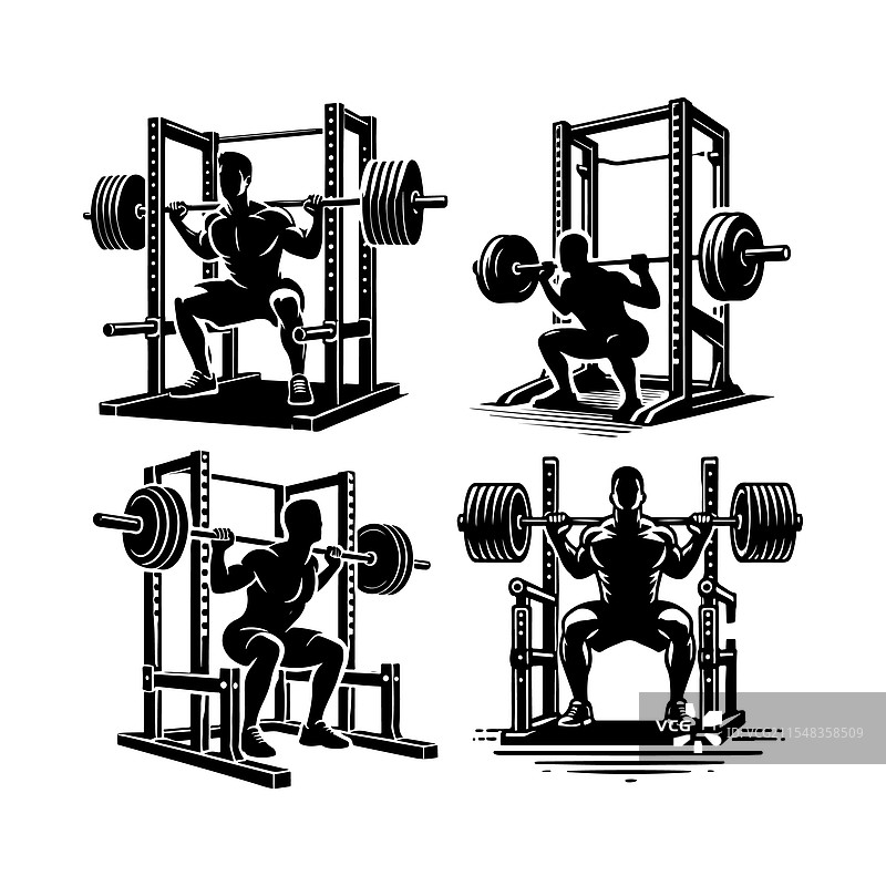 深蹲架机器轮廓包，理想用于图片素材