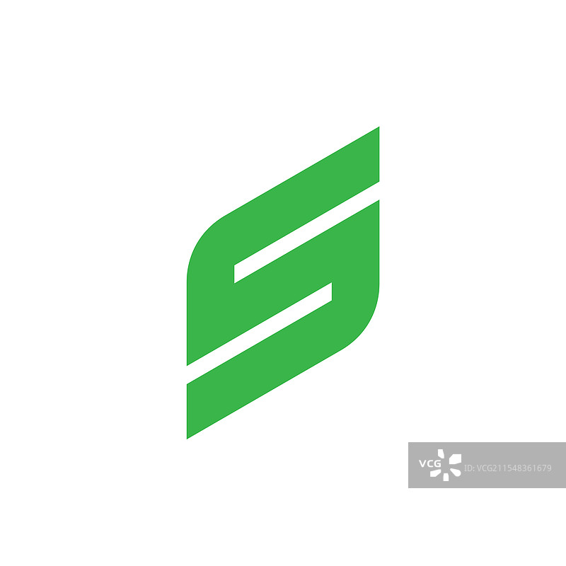 字母S条纹简单几何绿色叶子标志图片素材