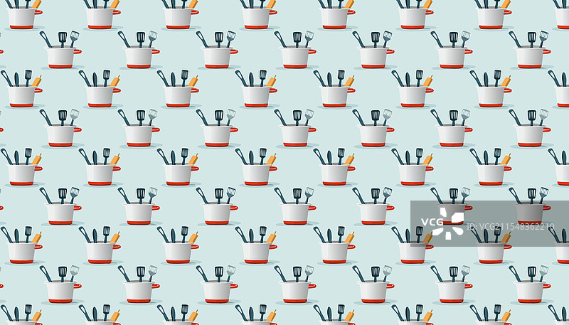 平面厨房工具架的无缝图案图片素材