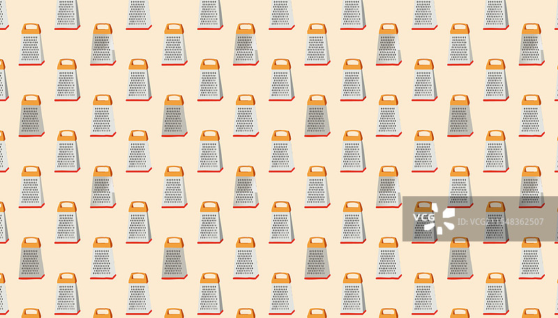 米色背景上的手绘磨碎器无缝图案图片素材