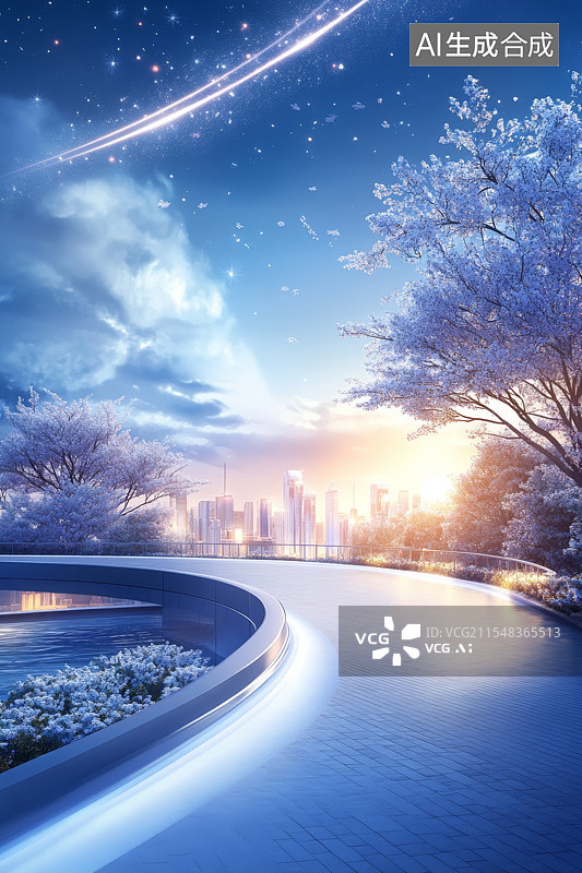 【AI数字艺术】科技感未来城市插画，赛博朋克工厂空间背景图片素材