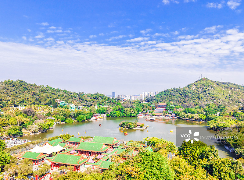 航拍广东珠海圆明新园景区 仿建圆明园 珠海圆明新园城市风光图片素材