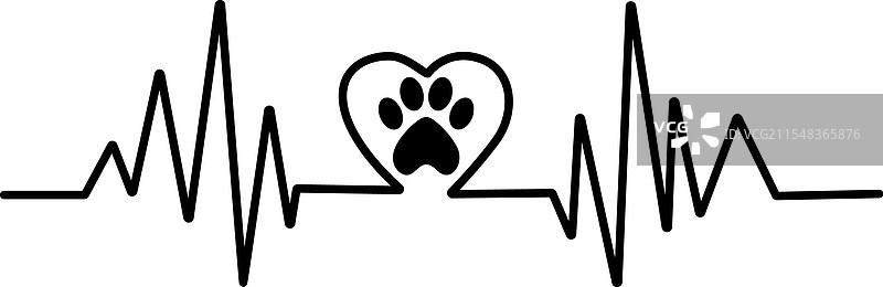 带有爪印和心形图案的心跳设计图片素材