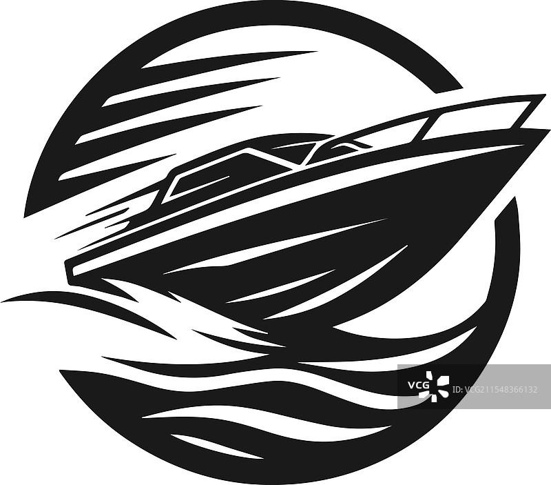 时尚的黑白快艇标志设计图片素材