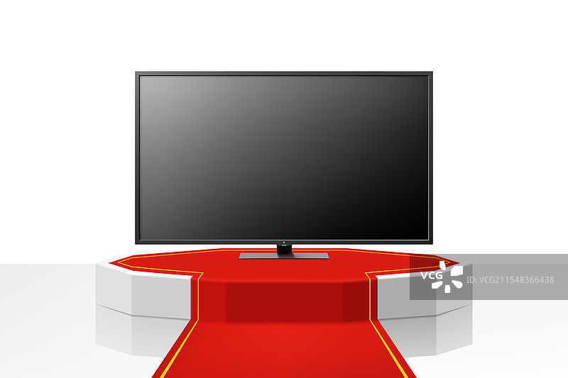 照明的讲台或基座，配有红色通道和图片素材