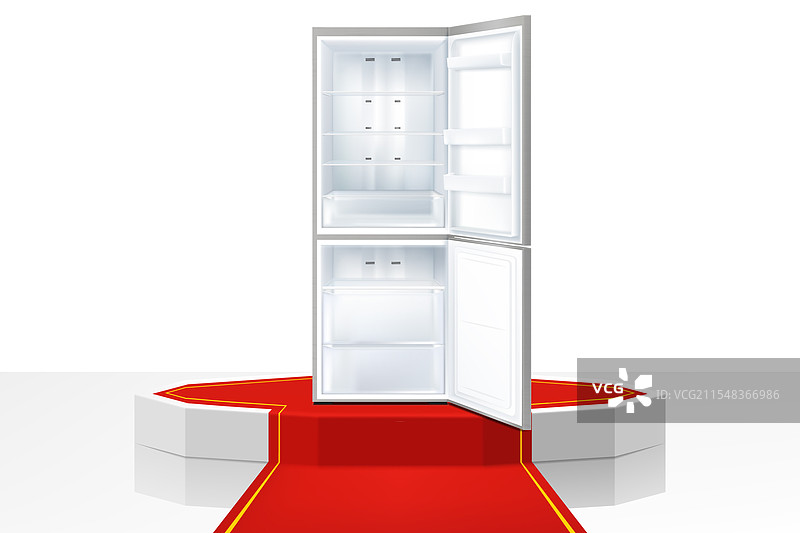 照明的讲台或基座，配有红色通道和图片素材