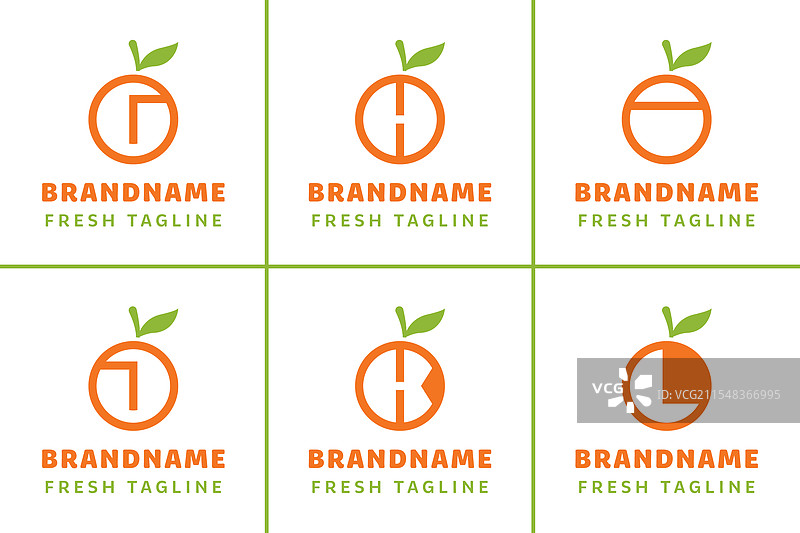 字母g h i j k l 橙色柑橘logo象征着图片素材