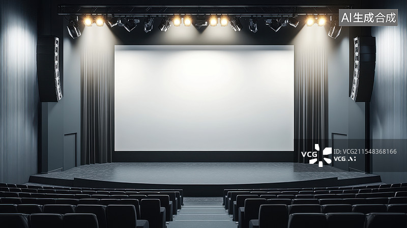 【AI数字艺术】空无一人的电影院室内图片素材