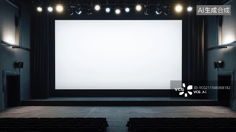 【AI数字艺术】空无一人的电影院室内图片素材