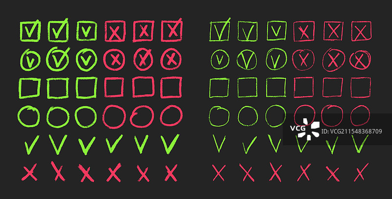 复选框、勾选和叉号图标集合图片素材