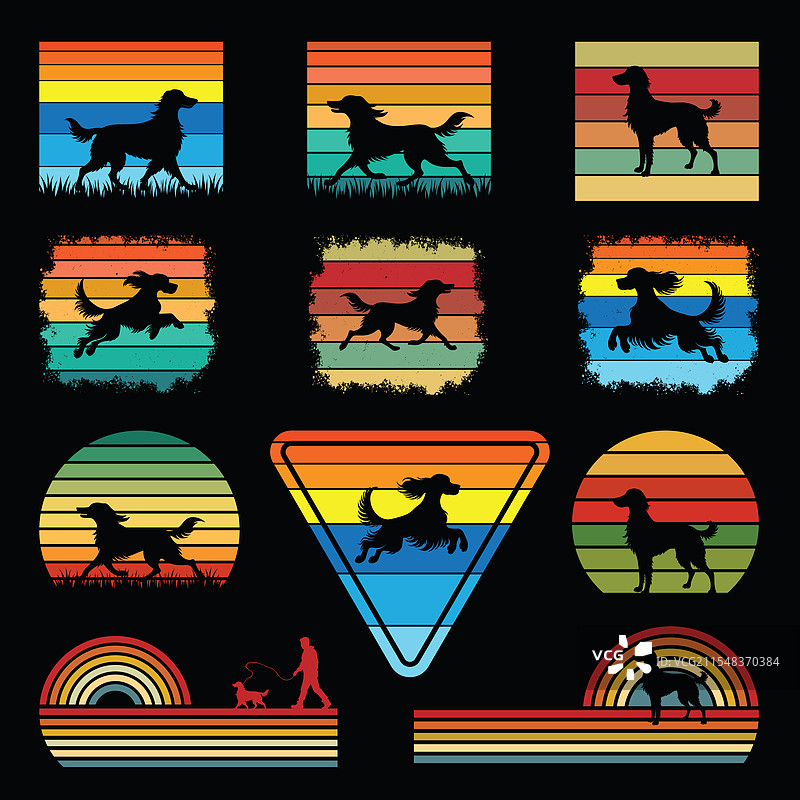 爱尔兰猎犬复古组合图片素材