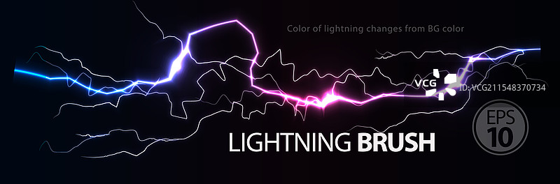 动态闪电，发出紫色光芒图片素材