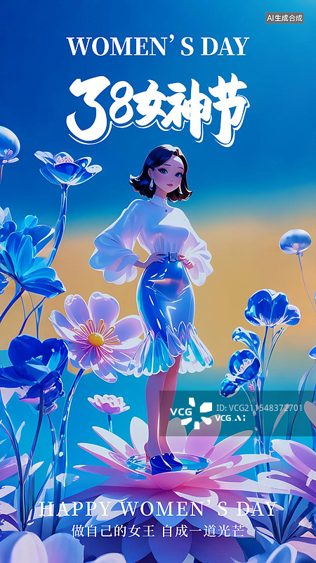 【AI数字艺术】3D风格38三八妇女节海报图片素材