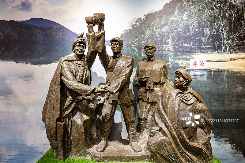 彝海结盟雕塑景观图片素材