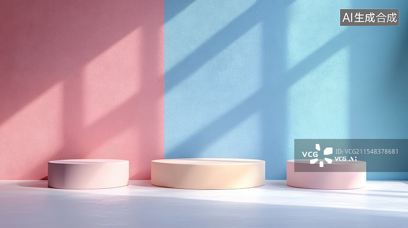 【AI数字艺术】3D渲染极简几何图形莫兰迪色产品主题背景图片素材