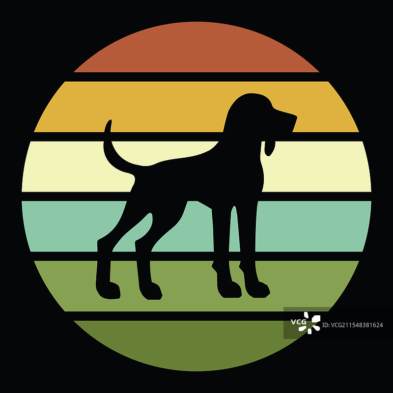 浣熊猎犬日落复古设计图片素材