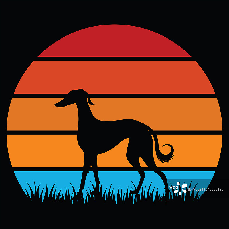 萨路基犬日落复古设计图片素材